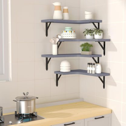 Corner Floating Shelves Wall Mounted Set of 4, Black