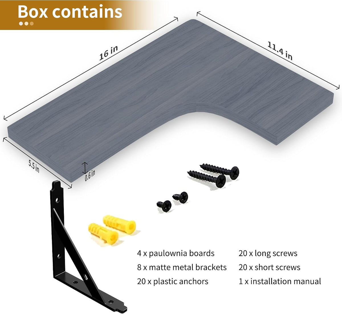 Corner Floating Shelves Wall Mounted Set of 4, Black