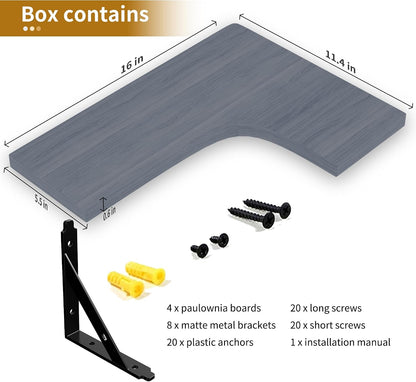 Corner Floating Shelves Wall Mounted Set of 4, Black