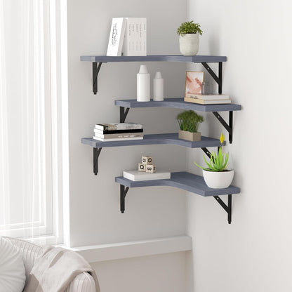 Corner Floating Shelves Wall Mounted Set of 4, Black