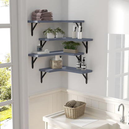 Corner Floating Shelves Wall Mounted Set of 4, Black