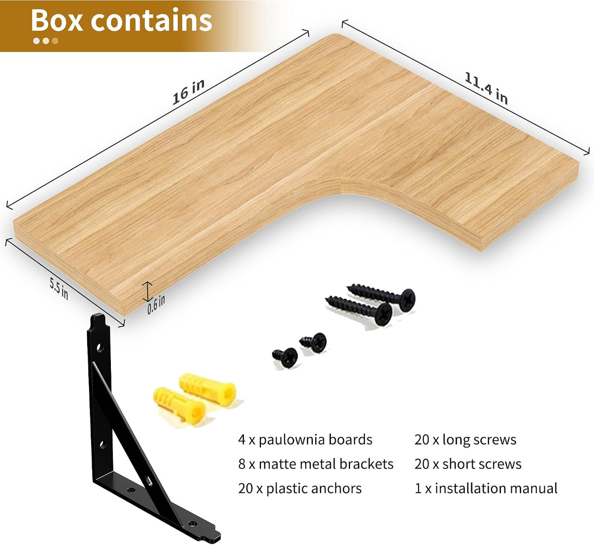 Corner Floating Shelves Wall Mounted Set of 4, Black