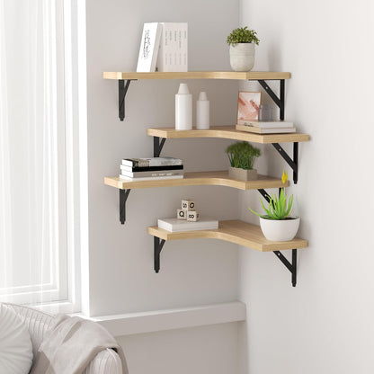 Corner Floating Shelves Wall Mounted Set of 4, Black
