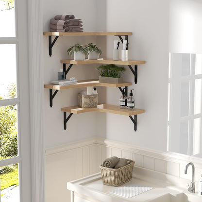 Corner Floating Shelves Wall Mounted Set of 4, Black