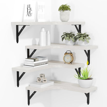 Corner Floating Shelves Wall Mounted Set of 4, Black