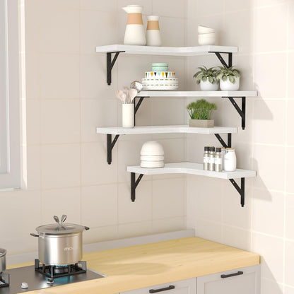 Corner Floating Shelves Wall Mounted Set of 4, Black