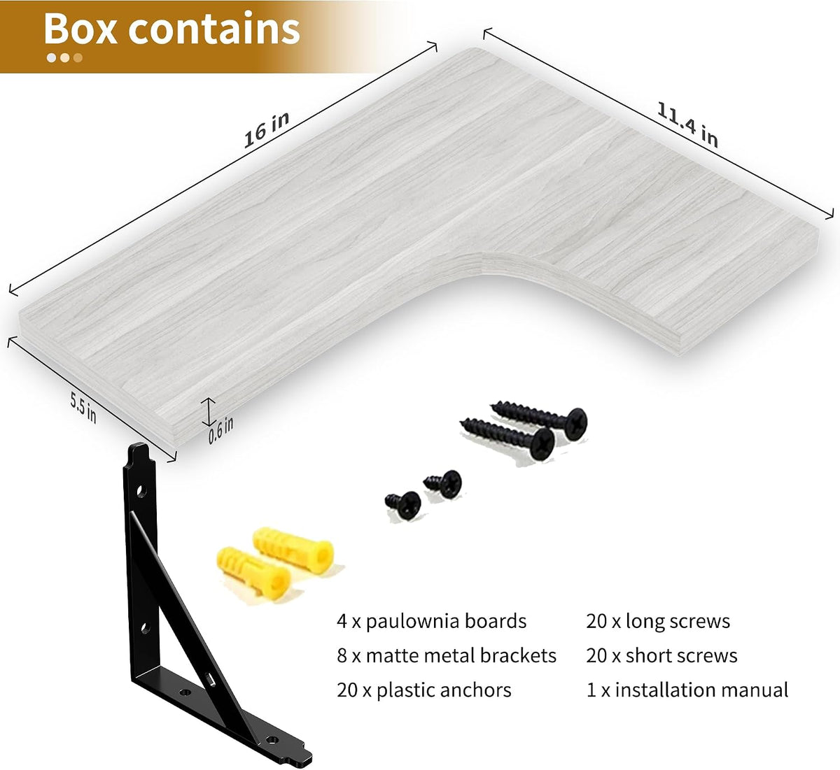 Corner Floating Shelves Wall Mounted Set of 4, Black