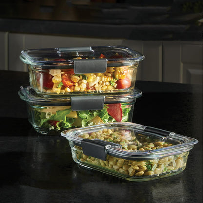 Brilliance Glass Food Storage Containers, Assorted Sizes, Set of 9, BPA-Free, Leak-Proof, Clear