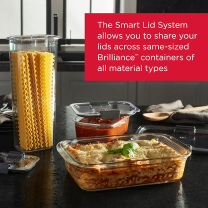 Brilliance Glass Food Storage Containers, Assorted Sizes, Set of 9, BPA-Free, Leak-Proof, Clear