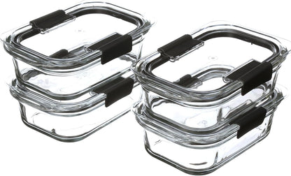 Brilliance Glass Food Storage Containers, Assorted Sizes, Set of 9, BPA-Free, Leak-Proof, Clear