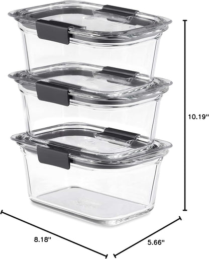 Brilliance Glass Food Storage Containers, Assorted Sizes, Set of 9, BPA-Free, Leak-Proof, Clear