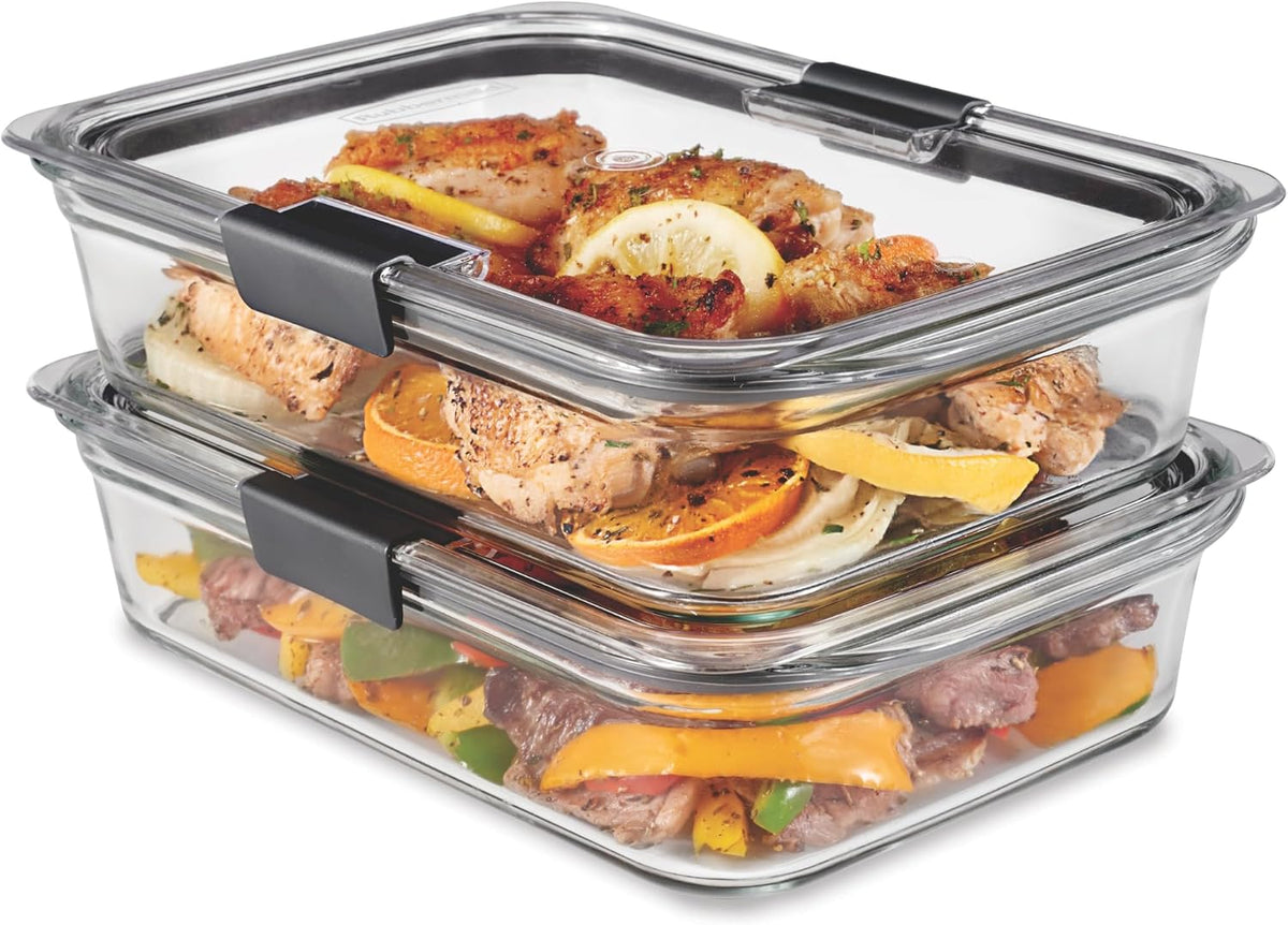 Brilliance Glass Food Storage Containers, Assorted Sizes, Set of 9, BPA-Free, Leak-Proof, Clear