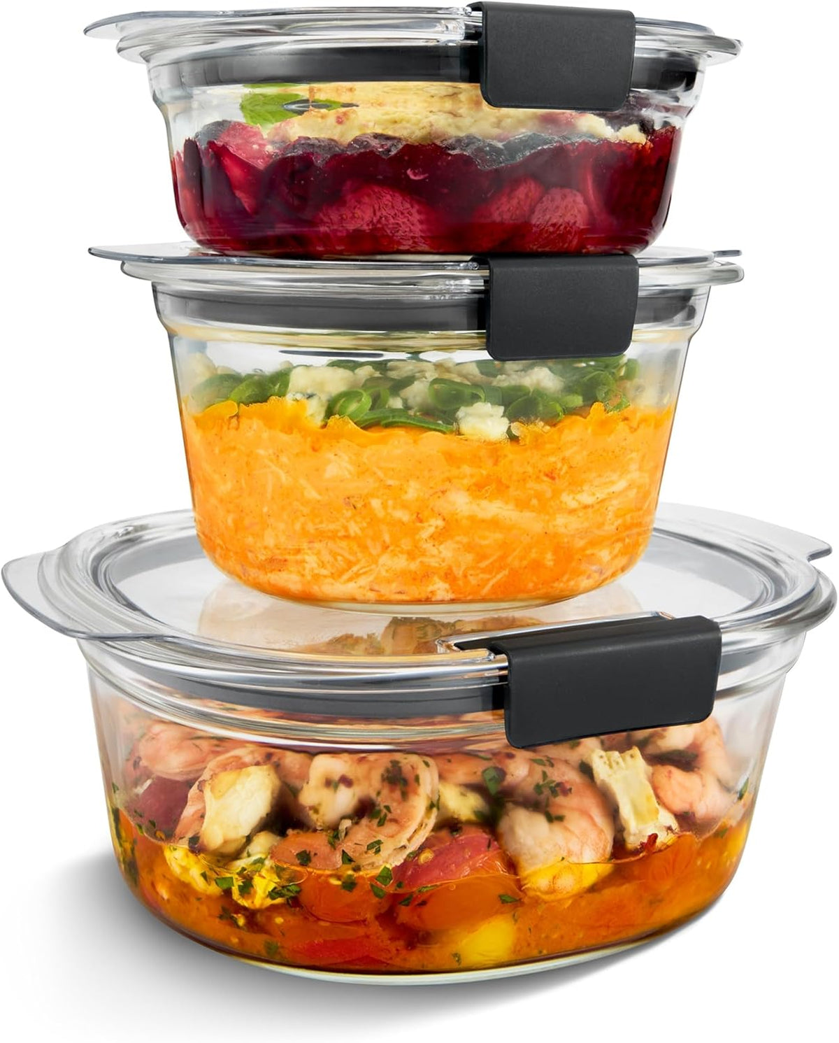 Brilliance Glass Food Storage Containers, Assorted Sizes, Set of 9, BPA-Free, Leak-Proof, Clear