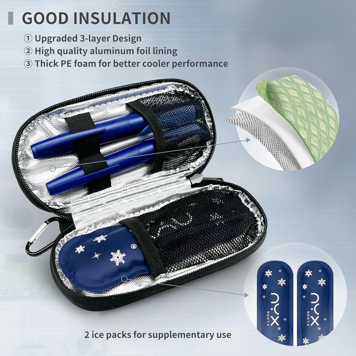 Reusable TSA Approved Ice Packs for Insulated Insulin Travel Case, Medication Travel Bag - Reusable Cooler Ice Packs Suitable for Diabetic Insulin Cooler Pen Carry Case（4 Packs）