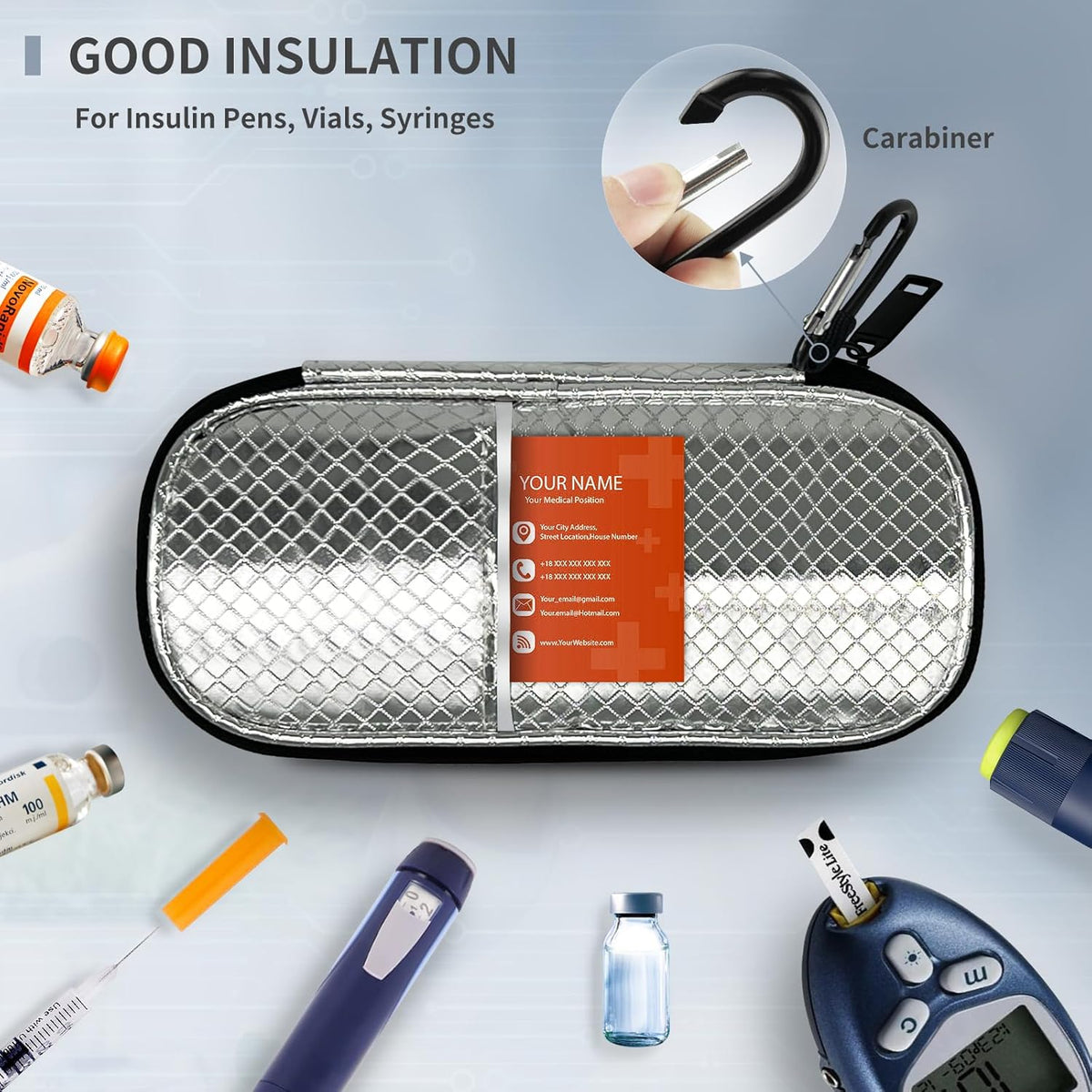 Reusable TSA Approved Ice Packs for Insulated Insulin Travel Case, Medication Travel Bag - Reusable Cooler Ice Packs Suitable for Diabetic Insulin Cooler Pen Carry Case（4 Packs）