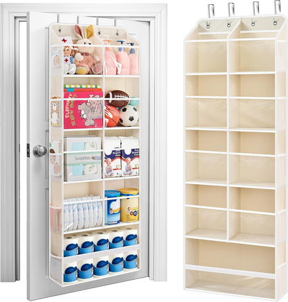 Over the Door Organizer for Bedroom, Pantry, Bathroom, 5 Shelf Grey | Anti-Tilt Design, 44 lb Load Capacity, Hanging Door Organizer with 5 Large Capacity Pockets, Behind Door Storage for Nursery