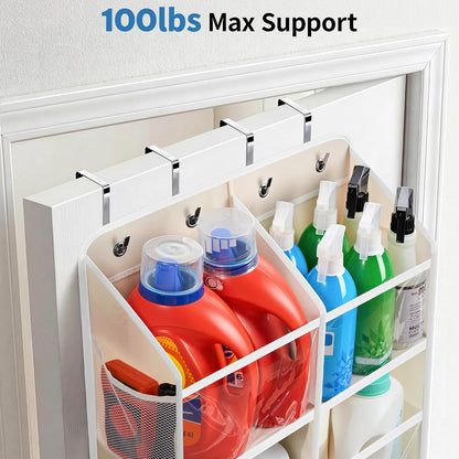 Over the Door Organizer for Bedroom, Pantry, Bathroom, 5 Shelf Grey | Anti-Tilt Design, 44 lb Load Capacity, Hanging Door Organizer with 5 Large Capacity Pockets, Behind Door Storage for Nursery