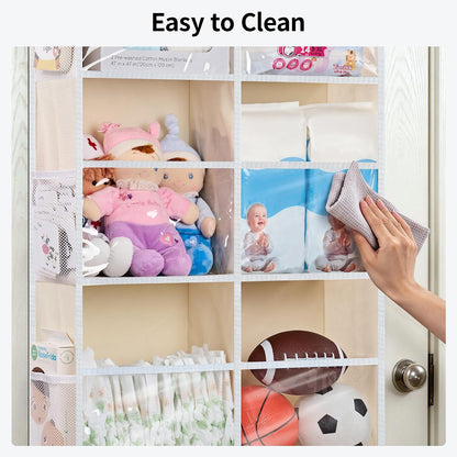 Over the Door Organizer for Bedroom, Pantry, Bathroom, 5 Shelf Grey | Anti-Tilt Design, 44 lb Load Capacity, Hanging Door Organizer with 5 Large Capacity Pockets, Behind Door Storage for Nursery