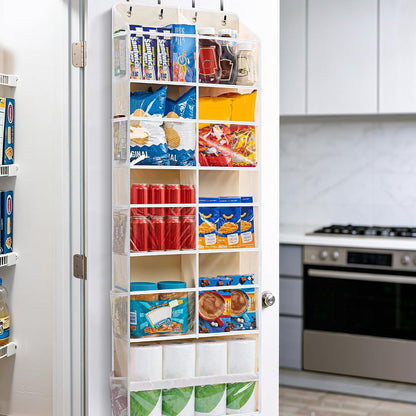 Over the Door Organizer for Bedroom, Pantry, Bathroom, 5 Shelf Grey | Anti-Tilt Design, 44 lb Load Capacity, Hanging Door Organizer with 5 Large Capacity Pockets, Behind Door Storage for Nursery