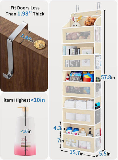Over the Door Organizer for Bedroom, Pantry, Bathroom, 5 Shelf Grey | Anti-Tilt Design, 44 lb Load Capacity, Hanging Door Organizer with 5 Large Capacity Pockets, Behind Door Storage for Nursery