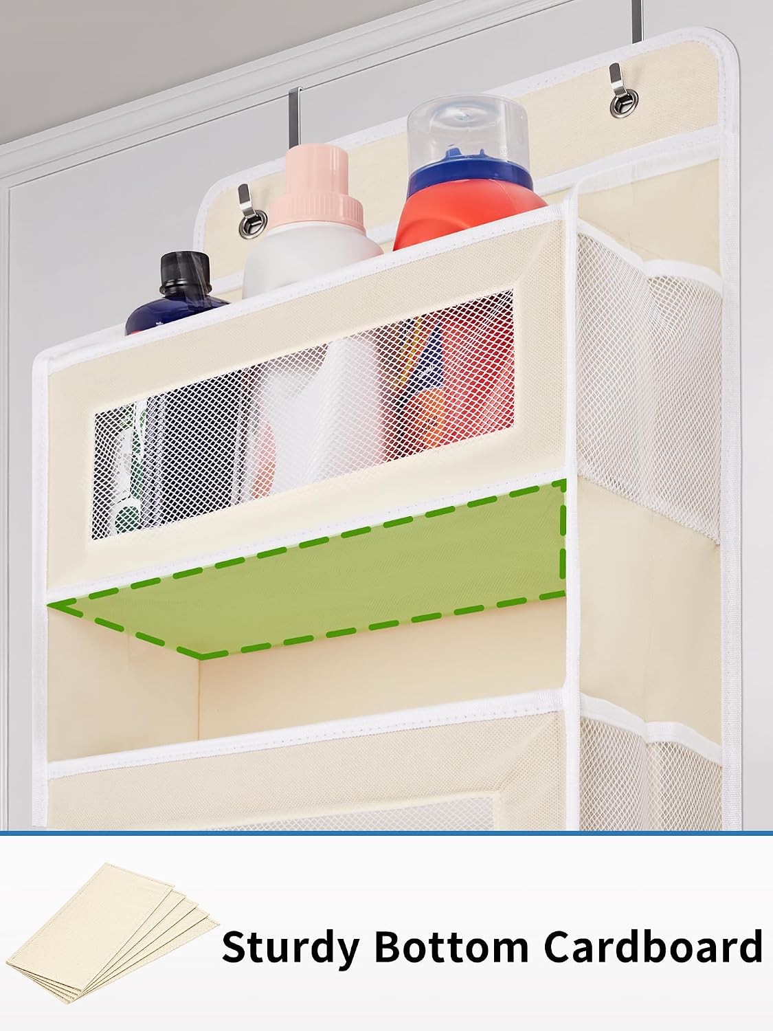 Over the Door Organizer for Bedroom, Pantry, Bathroom, 5 Shelf Grey | Anti-Tilt Design, 44 lb Load Capacity, Hanging Door Organizer with 5 Large Capacity Pockets, Behind Door Storage for Nursery