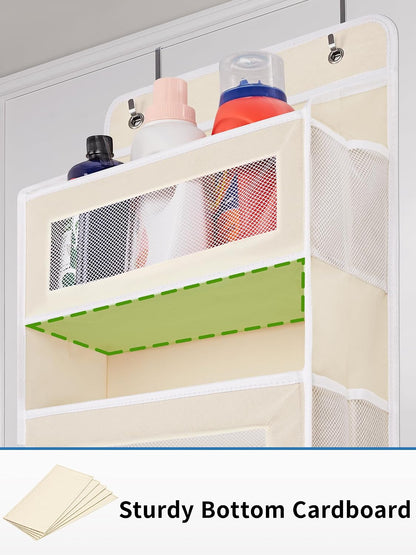 Over the Door Organizer for Bedroom, Pantry, Bathroom, 5 Shelf Grey | Anti-Tilt Design, 44 lb Load Capacity, Hanging Door Organizer with 5 Large Capacity Pockets, Behind Door Storage for Nursery
