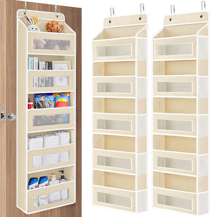 Over the Door Organizer for Bedroom, Pantry, Bathroom, 5 Shelf Grey | Anti-Tilt Design, 44 lb Load Capacity, Hanging Door Organizer with 5 Large Capacity Pockets, Behind Door Storage for Nursery