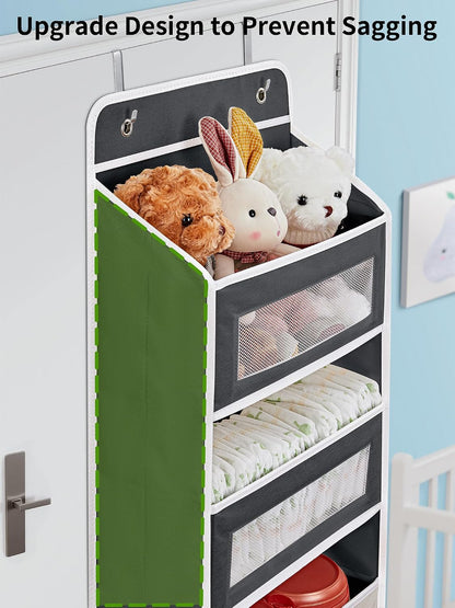 Over the Door Organizer for Bedroom, Pantry, Bathroom, 5 Shelf Grey | Anti-Tilt Design, 44 lb Load Capacity, Hanging Door Organizer with 5 Large Capacity Pockets, Behind Door Storage for Nursery