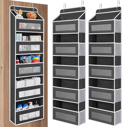 Over the Door Organizer for Bedroom, Pantry, Bathroom, 5 Shelf Grey | Anti-Tilt Design, 44 lb Load Capacity, Hanging Door Organizer with 5 Large Capacity Pockets, Behind Door Storage for Nursery