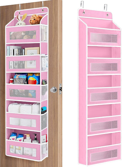 Over the Door Organizer for Bedroom, Pantry, Bathroom, 5 Shelf Grey | Anti-Tilt Design, 44 lb Load Capacity, Hanging Door Organizer with 5 Large Capacity Pockets, Behind Door Storage for Nursery