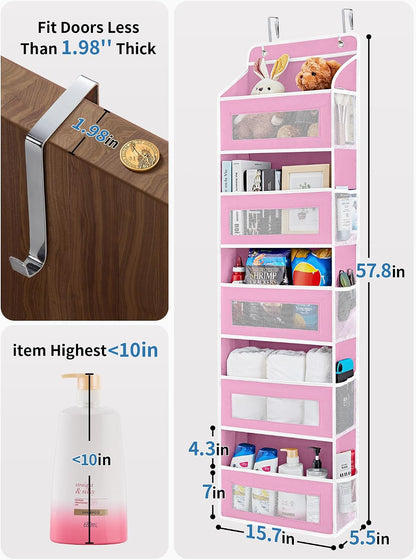 Over the Door Organizer for Bedroom, Pantry, Bathroom, 5 Shelf Grey | Anti-Tilt Design, 44 lb Load Capacity, Hanging Door Organizer with 5 Large Capacity Pockets, Behind Door Storage for Nursery