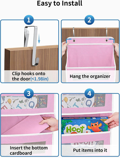 Over the Door Organizer for Bedroom, Pantry, Bathroom, 5 Shelf Grey | Anti-Tilt Design, 44 lb Load Capacity, Hanging Door Organizer with 5 Large Capacity Pockets, Behind Door Storage for Nursery