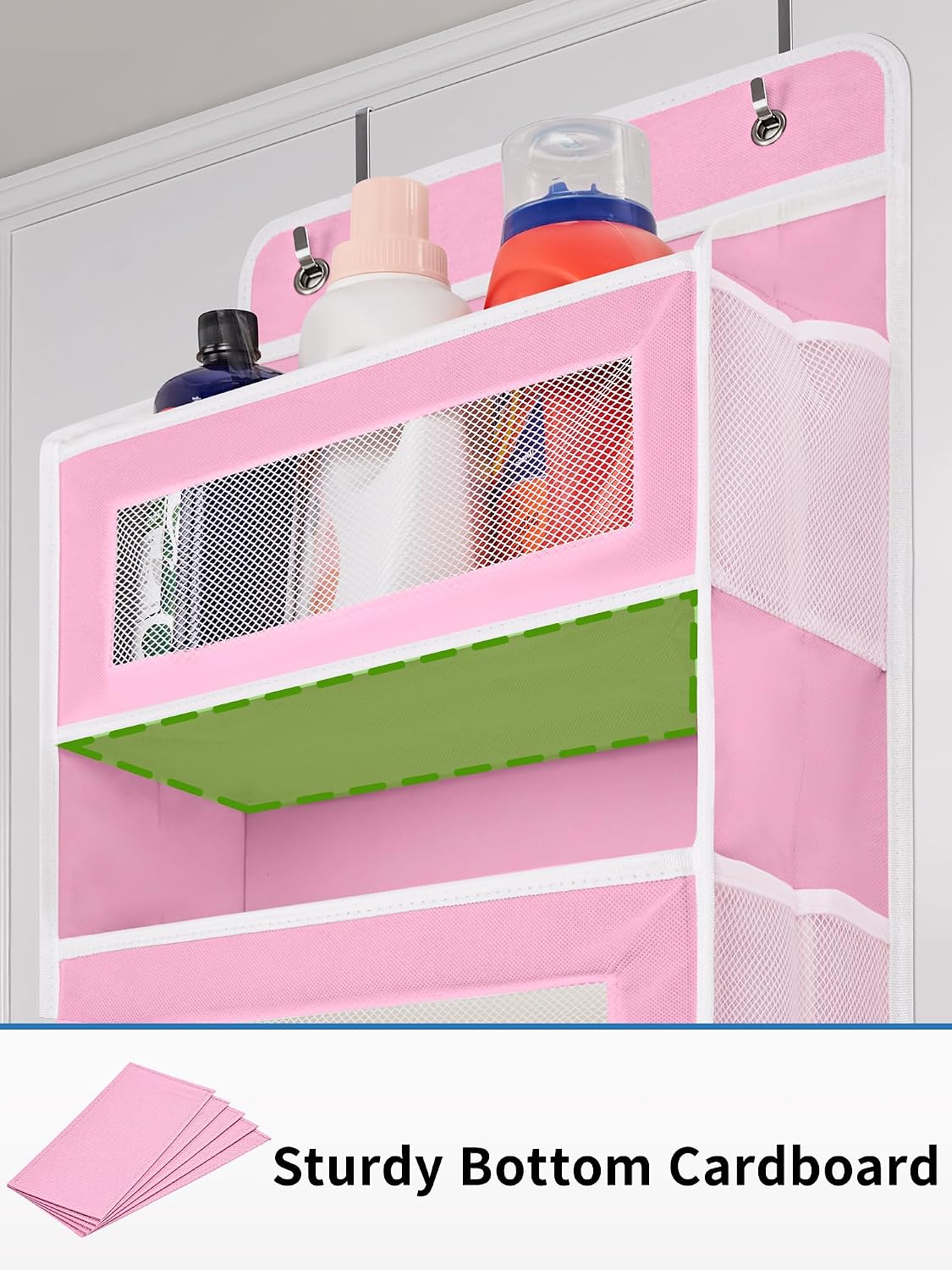 Over the Door Organizer for Bedroom, Pantry, Bathroom, 5 Shelf Grey | Anti-Tilt Design, 44 lb Load Capacity, Hanging Door Organizer with 5 Large Capacity Pockets, Behind Door Storage for Nursery