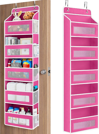 Over the Door Organizer for Bedroom, Pantry, Bathroom, 5 Shelf Grey | Anti-Tilt Design, 44 lb Load Capacity, Hanging Door Organizer with 5 Large Capacity Pockets, Behind Door Storage for Nursery