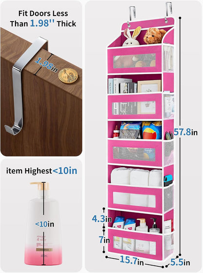 Over the Door Organizer for Bedroom, Pantry, Bathroom, 5 Shelf Grey | Anti-Tilt Design, 44 lb Load Capacity, Hanging Door Organizer with 5 Large Capacity Pockets, Behind Door Storage for Nursery