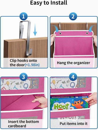Over the Door Organizer for Bedroom, Pantry, Bathroom, 5 Shelf Grey | Anti-Tilt Design, 44 lb Load Capacity, Hanging Door Organizer with 5 Large Capacity Pockets, Behind Door Storage for Nursery