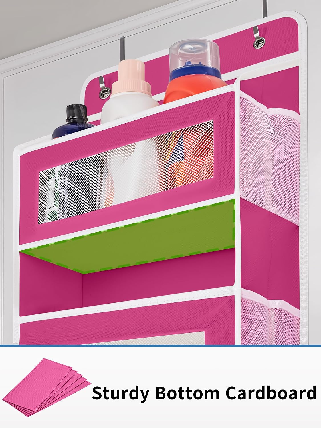 Over the Door Organizer for Bedroom, Pantry, Bathroom, 5 Shelf Grey | Anti-Tilt Design, 44 lb Load Capacity, Hanging Door Organizer with 5 Large Capacity Pockets, Behind Door Storage for Nursery