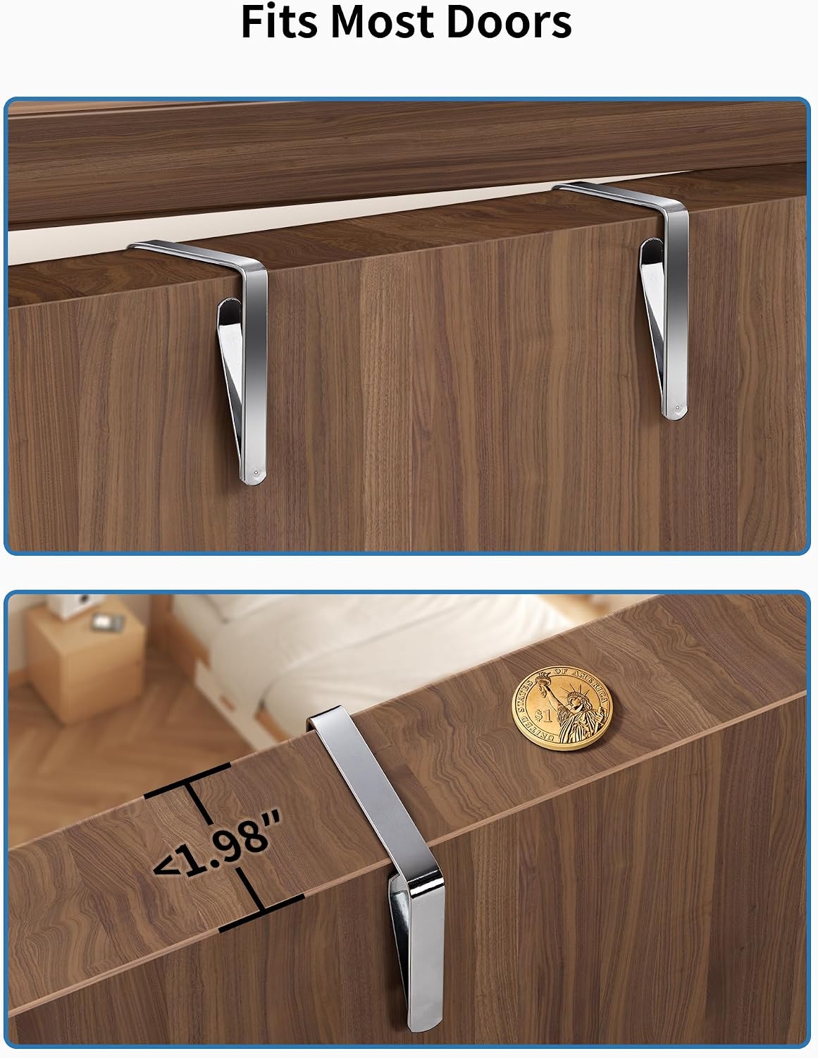 Over the Door Organizer for Bedroom, Pantry, Bathroom, 5 Shelf Grey | Anti-Tilt Design, 44 lb Load Capacity, Hanging Door Organizer with 5 Large Capacity Pockets, Behind Door Storage for Nursery