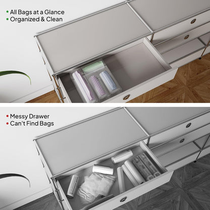 Acrylic Bags Storage Organizer - Baggie Bags Drawer Organizer & Plastic Food Storage Bags Holder - Compatible with Gallon, Quart, Sandwich, Snap, Freezer, Slider Bags (Clear)