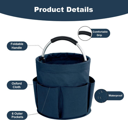 17L Cleaning Caddy with Handle, Cleaning Supplies Organizer, Foldable Storage Basket, Cleaning Supply Caddy, Portable Multi Cleaning Bucket Bag for Home, Garden (Black)
