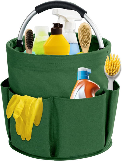 17L Cleaning Caddy with Handle, Cleaning Supplies Organizer, Foldable Storage Basket, Cleaning Supply Caddy, Portable Multi Cleaning Bucket Bag for Home, Garden (Black)