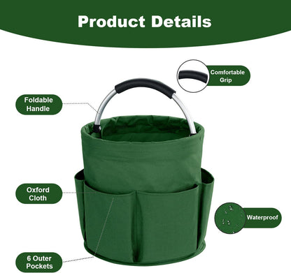17L Cleaning Caddy with Handle, Cleaning Supplies Organizer, Foldable Storage Basket, Cleaning Supply Caddy, Portable Multi Cleaning Bucket Bag for Home, Garden (Black)