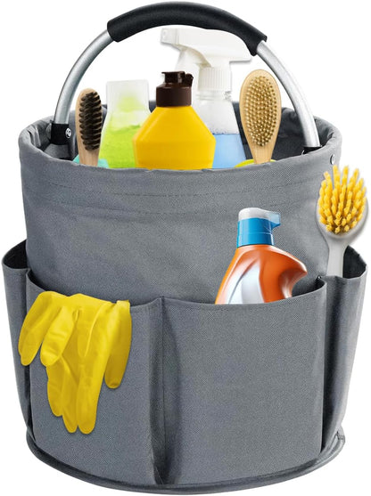 17L Cleaning Caddy with Handle, Cleaning Supplies Organizer, Foldable Storage Basket, Cleaning Supply Caddy, Portable Multi Cleaning Bucket Bag for Home, Garden (Black)