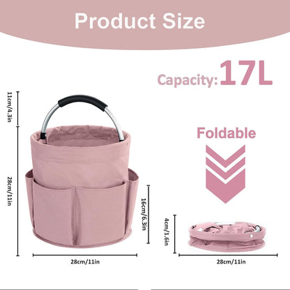 17L Cleaning Caddy with Handle, Cleaning Supplies Organizer, Foldable Storage Basket, Cleaning Supply Caddy, Portable Multi Cleaning Bucket Bag for Home, Garden (Black)