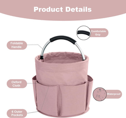 17L Cleaning Caddy with Handle, Cleaning Supplies Organizer, Foldable Storage Basket, Cleaning Supply Caddy, Portable Multi Cleaning Bucket Bag for Home, Garden (Black)