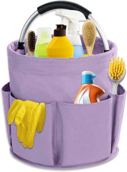 17L Cleaning Caddy with Handle, Cleaning Supplies Organizer, Foldable Storage Basket, Cleaning Supply Caddy, Portable Multi Cleaning Bucket Bag for Home, Garden (Black)