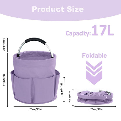 17L Cleaning Caddy with Handle, Cleaning Supplies Organizer, Foldable Storage Basket, Cleaning Supply Caddy, Portable Multi Cleaning Bucket Bag for Home, Garden (Black)