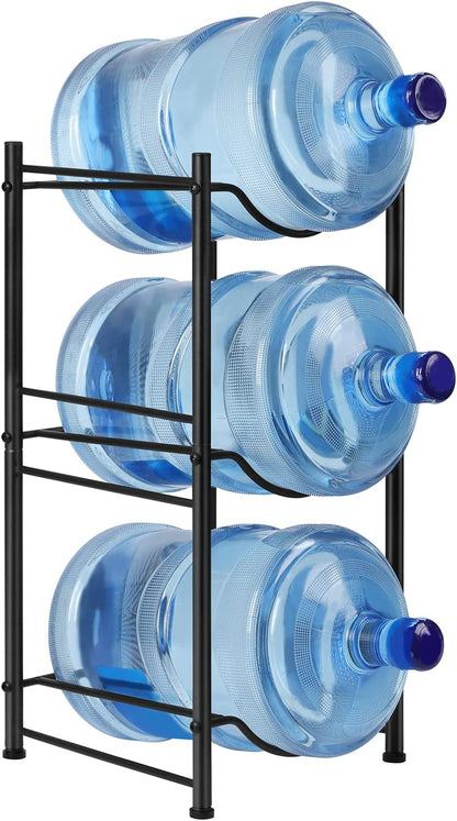 5 Gallon Water Bottle Jug Holder 4 Tier Heavy Duty Cooler Jug Storage Rack Detachable Bottle Organizer Shelf for Home, Kitchen, Office, Breakroom Space Save, Black