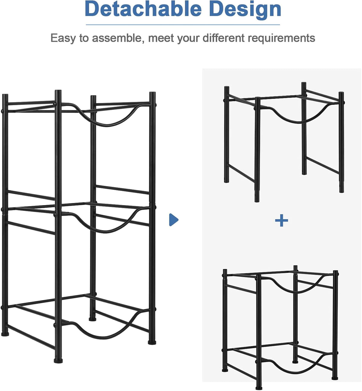 5 Gallon Water Bottle Jug Holder 4 Tier Heavy Duty Cooler Jug Storage Rack Detachable Bottle Organizer Shelf for Home, Kitchen, Office, Breakroom Space Save, Black