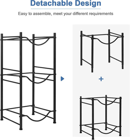 5 Gallon Water Bottle Jug Holder 4 Tier Heavy Duty Cooler Jug Storage Rack Detachable Bottle Organizer Shelf for Home, Kitchen, Office, Breakroom Space Save, Black